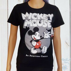 NWT MICKEY MOUSE DISNEY AUTHENTIC WOMEN'S BLACK SHORT SLEEVE T-SHIRT